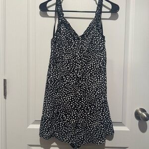 NWOT Elegant Black and White Polka Dot Romper